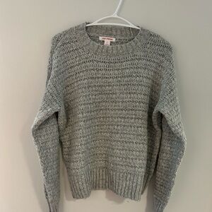 Knitted sweater, grey with silver woven through